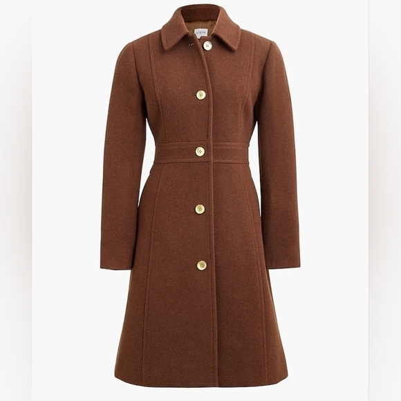 NWOT J.Crew Wool-blend Lady Day Coat Brown Size 00 - Picture 4 of 8